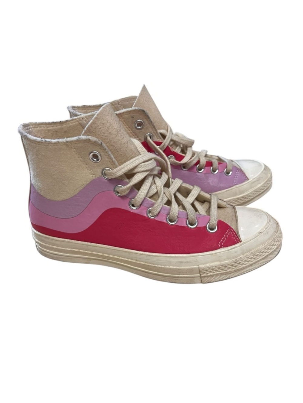 Converse Chuck 70 High Thermo Felt Winter White Pink Sneakers Women 8.5 Men 6.5